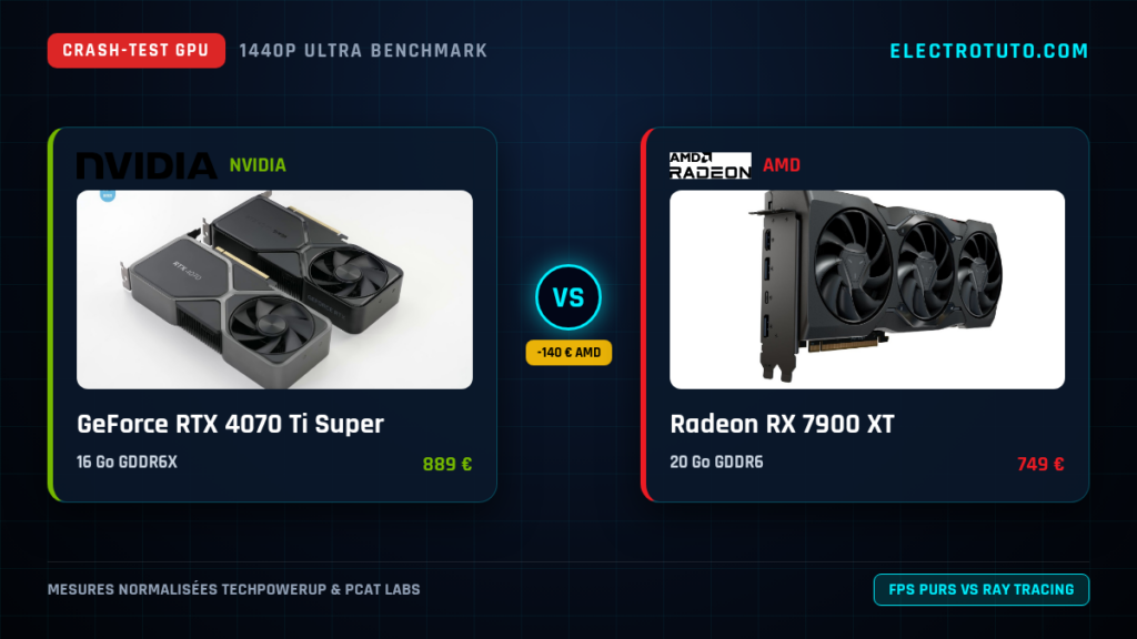 GeForce RTX 4070 Ti Super vs Radeon RX 7900 XT : Le Crash-Test Vérité en 1440p (VRAM, Conso, Coût par FPS)