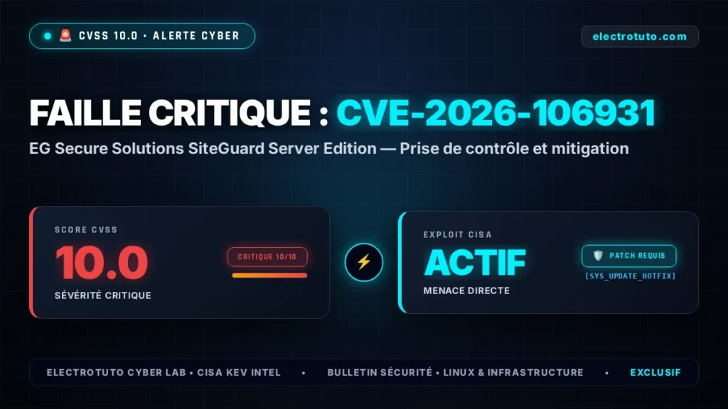CVE-2026-106931 : Faille Critique sur EG Secure Solutions SiteGuard Server Edition - Diagnostic et Patch