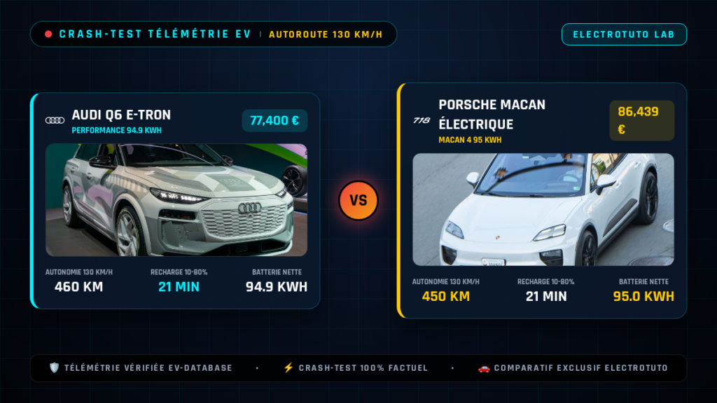 Audi Q6 e-tron vs Porsche Macan Électrique : Le crash-test de l'autonomie sur autoroute à 130 km/h