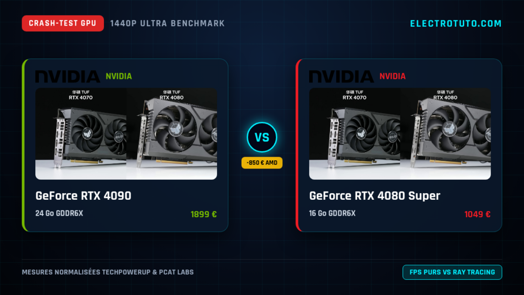 GeForce RTX 4090 vs GeForce RTX 4080 Super : Le Crash-Test Vérité en 1440p (VRAM, Conso, Coût par FPS)