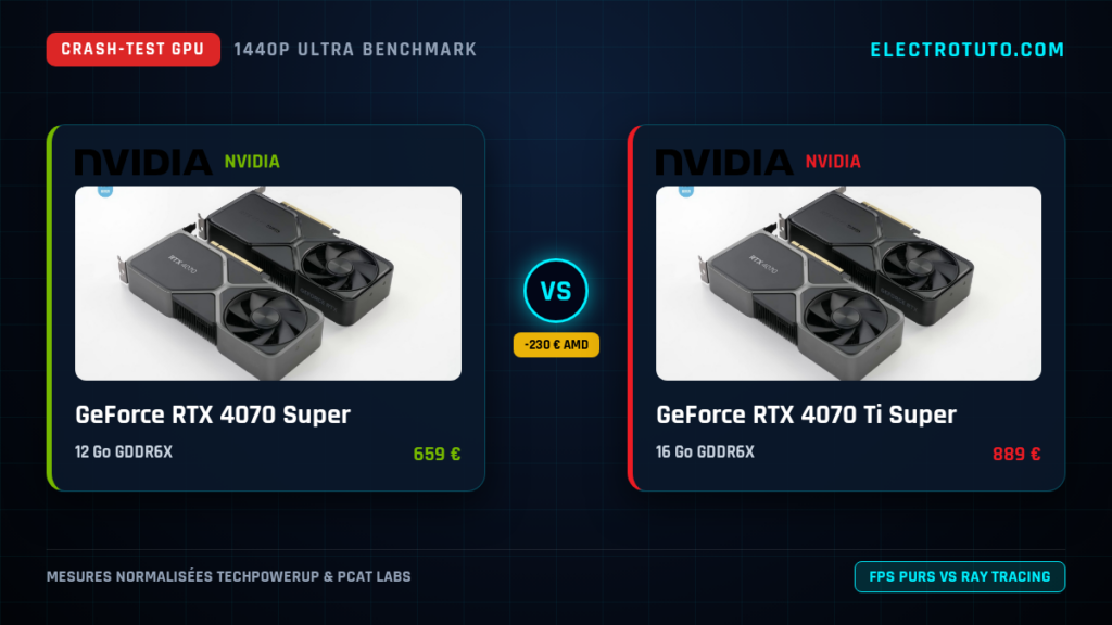 GeForce RTX 4070 Super vs GeForce RTX 4070 Ti Super : Le Crash-Test Vérité en 1440p (VRAM, Conso, Coût par FPS)