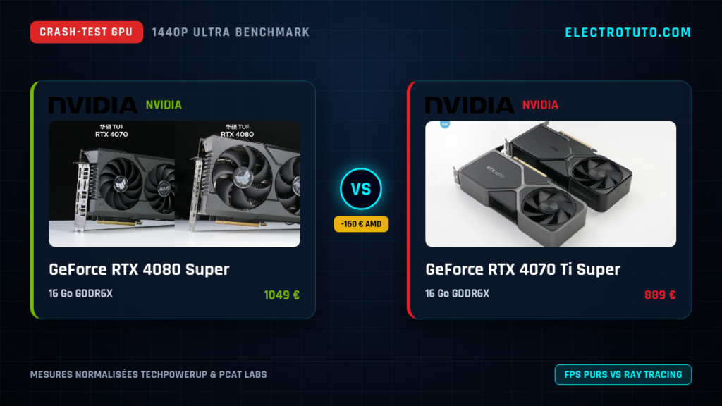 GeForce RTX 4080 Super vs GeForce RTX 4070 Ti Super : Le Crash-Test Vérité en 1440p (VRAM, Conso, Coût par FPS)